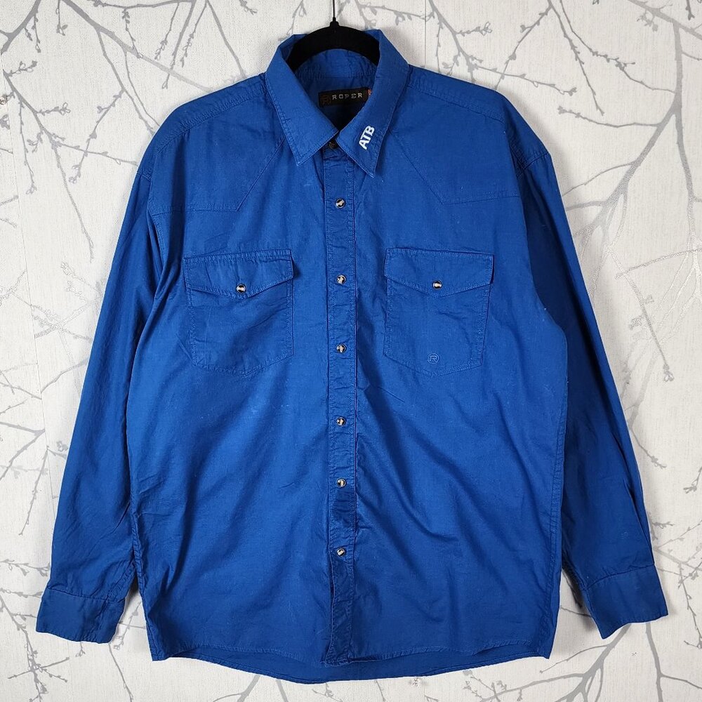 Roper Royal Blue 100% Cotton Snap Front Western Shirt